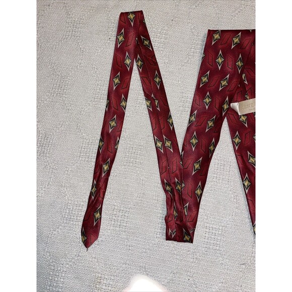 Rene Chagal Men’s Dress Tie Size 57” 4” Red Geometric Business Formal Polyester - Picture 11 of 12